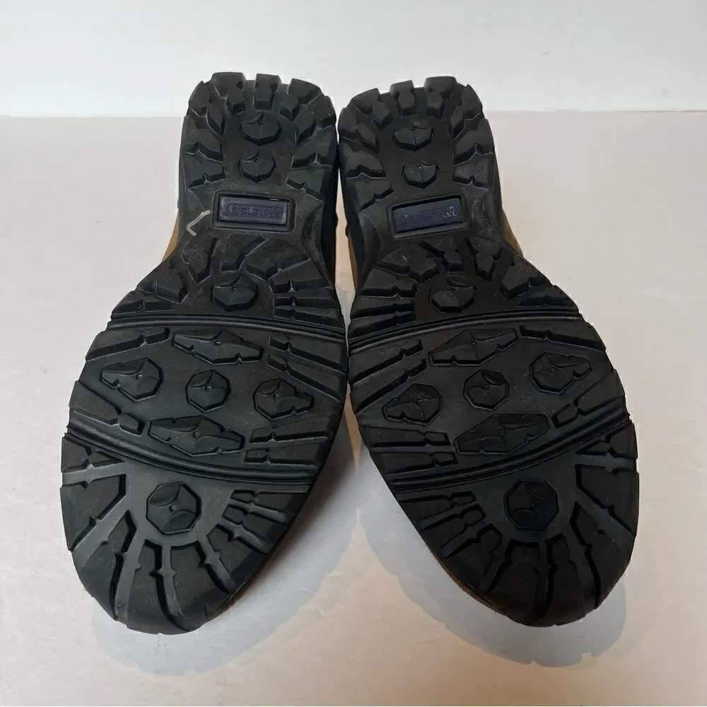 Lands' End Men's Suede Slip On Loafers Brown with black trim Size 9D